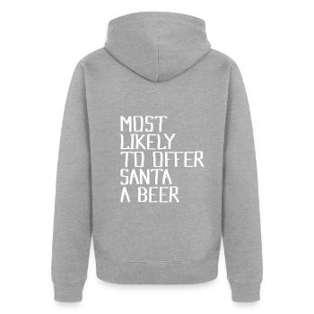 Offrir une bière au Père Noël - Veste à capuche bio Premium Unisexe - gris chiné - Dos - Nico (187cm)