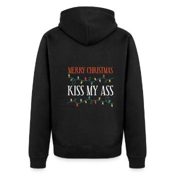 Frohe Weihnachten Leck Mich Am Arsch - Xmas - Unisex Premium Bio Zip Hoodie - Schwarz - Hinten - Nico (187cm)