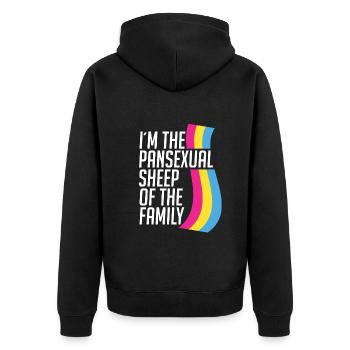Ich Bin Das Pansexuelle Schaf Der Familie - Unisex Premium Bio Zip Hoodie - Schwarz - Hinten - Nico (187cm)