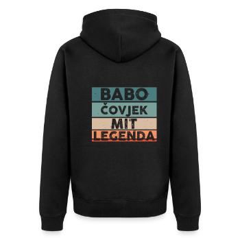 Babo Bosnien Vater Bosnischer Papa Balkan Bosna - Unisex Premium Bio Zip Hoodie - Schwarz - Hinten - Nico (187cm)
