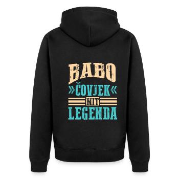 Babo Bosnien Vater Bosnischer Papa Balkan Bosna - Unisex Premium Bio Zip Hoodie - Schwarz - Hinten - Nico (187cm)