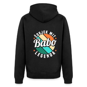 Babo Bosnien Vater Bosnischer Papa Balkan Bosna - Unisex Premium Bio Zip Hoodie - Schwarz - Hinten - Nico (187cm)