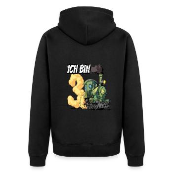 Ich bin 3 - 3. Geburtstag Zug Dampflok - Unisex Premium Bio Zip Hoodie - Schwarz - Hinten - Nico (187cm)