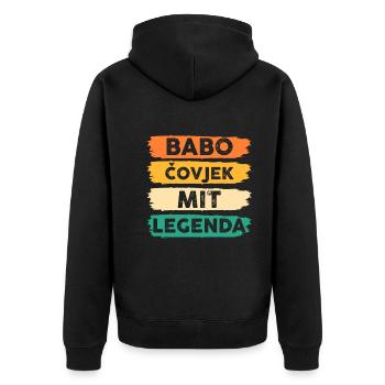 Babo Bosnien Vater Bosnischer Papa Balkan Bosna - Unisex Premium Bio Zip Hoodie - Schwarz - Hinten - Nico (187cm)