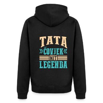 Serbien Vater Otac Srpski Balkan Papa Srbija - Unisex Premium Bio Zip Hoodie - Schwarz - Hinten - Nico (187cm)