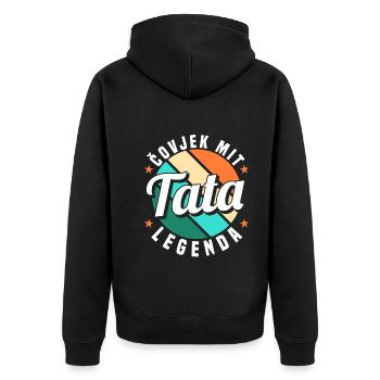 Serbien Vater Otac Srpski Balkan Papa Srbija - Unisex Premium Bio Zip Hoodie - Schwarz - Hinten - Nico (187cm)