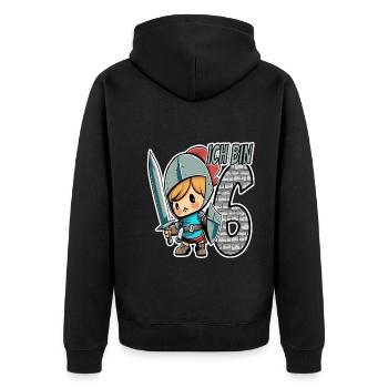 Football 6nd Birthday - I'm 6 - Kids Birthday - Unisex Premium Bio Zip Hoodie - Schwarz - Hinten - Nico (187cm)