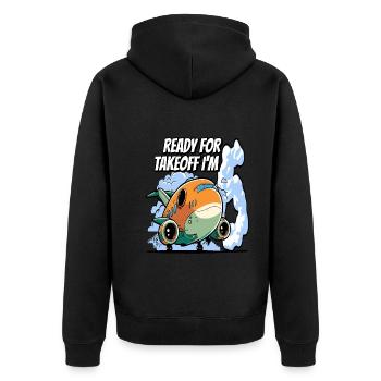 Ready for Takeoff I'm 6 - 6nd Birthday Boy - Unisex Premium Bio Zip Hoodie - Schwarz - Hinten - Nico (187cm)