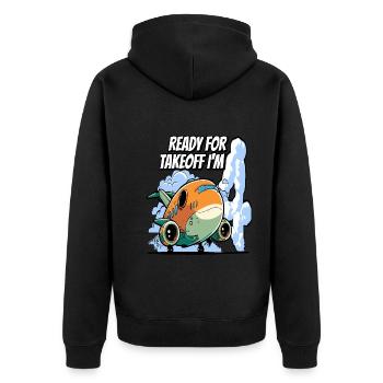 Ready for Takeoff I'm 4 - 4nd Birthday Boy - Unisex Premium Bio Zip Hoodie - Schwarz - Hinten - Nico (187cm)