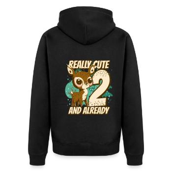 vraiment mignon et déjà 2 - anniversaire des enfants fauves - Veste à capuche bio Premium Unisexe - noir - Dos - Nico (187cm)