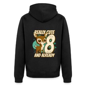 really Cute and already 8 - fawn children birthday - Unisex Premium Bio Zip Hoodie - Schwarz - Hinten - Nico (187cm)