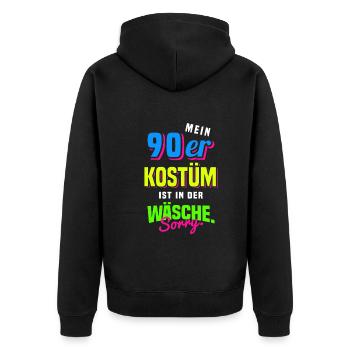 90er Jahre Mottoparty 1990er Neunziger Kostüm - Unisex Premium Bio Zip Hoodie - Schwarz - Hinten - Nico (187cm)