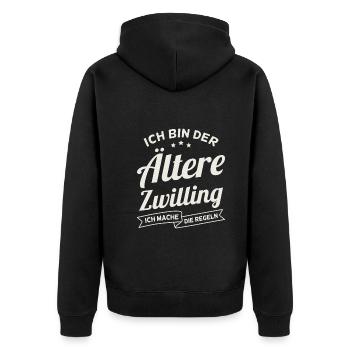 Zwillingsgeschwister Zwillingskinder Zwillinge - Unisex Premium Bio Zip Hoodie - Schwarz - Hinten - Nico (187cm)