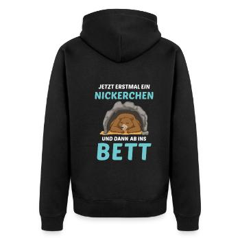Schlafmütze Faulenzen Schlafen Pyjama Bär - Unisex Premium Bio Zip Hoodie - Schwarz - Hinten - Nico (187cm)