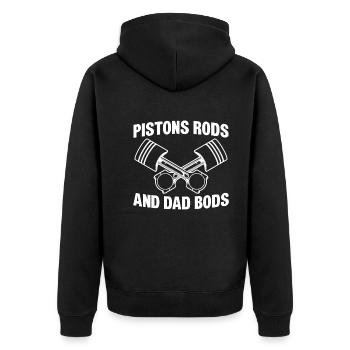 Piston rods and Dad Bods - Unisex Premium Organic Zip Hoodie - black - Back - Nico (187cm)