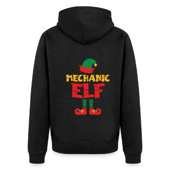 Mechanischer Elf - Mechaniker - Unisex Premium Bio Zip Hoodie - Schwarz - Hinten - Nico (187cm)