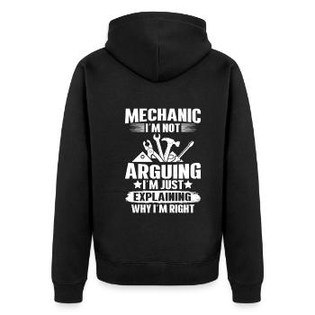 Mechanic, I'm not arguing, I'm just explaining - Unisex Premium Organic Zip Hoodie - black - Back - Nico (187cm)