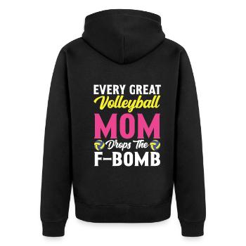 Jede Volleyball Mutter Lässt Die F-Bombe Fallen - Unisex Premium Bio Zip Hoodie - Schwarz - Hinten - Nico (187cm)
