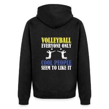Volleyball Mädchen Machen Es Am Besten Volleyball - Unisex Premium Bio Zip Hoodie - Schwarz - Hinten - Nico (187cm)