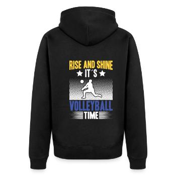 Kleiner Bruder Größter Fan - Volleyball - Unisex Premium Bio Zip Hoodie - Schwarz - Hinten - Nico (187cm)