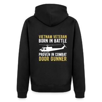 Vietnam Veteran Born in Battle Proven in Battle - Unisex Premium Organic Zip Hoodie - black - Back - Nico (187cm)