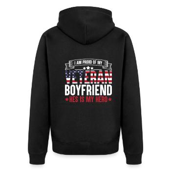 I'm proud of my veteran friend - Unisex Premium Organic Zip Hoodie - black - Back - Nico (187cm)