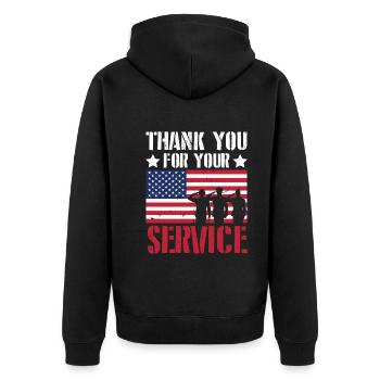 Danke Für Ihren Dienst - Veteran - Unisex Premium Bio Zip Hoodie - Schwarz - Hinten - Nico (187cm)