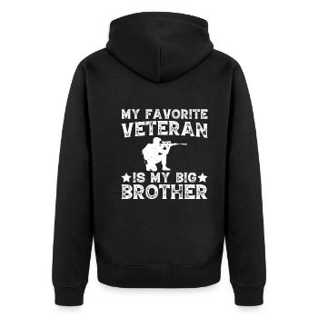 My favorite veteran is my big brother - Unisex Premium Organic Zip Hoodie - black - Back - Nico (187cm)