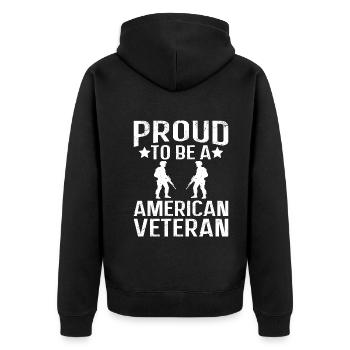 Stolz Ein Amerikanischer Veteran Zu Sein - Unisex Premium Bio Zip Hoodie - Schwarz - Hinten - Nico (187cm)