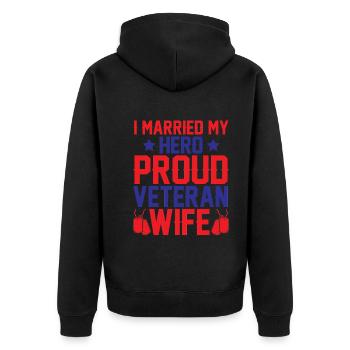 Ich Habe Meinen Helden Geheiratet Stolzes Veteran - Unisex Premium Bio Zip Hoodie - Schwarz - Hinten - Nico (187cm)