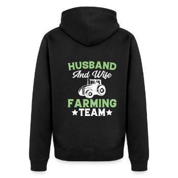 Husband and Wife Farming Team - Unisex Premium Organic Zip Hoodie - black - Back - Nico (187cm)