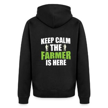 Keep calm The farmer is here - Unisex Premium Organic Zip Hoodie - black - Back - Nico (187cm)