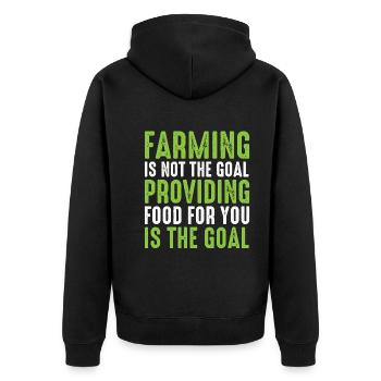 Farming is not the goal - Farmer - Unisex Premium Organic Zip Hoodie - black - Back - Nico (187cm)