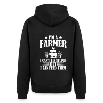 I'm a farmer, I can't cure stupidity - Unisex Premium Organic Zip Hoodie - black - Back - Nico (187cm)