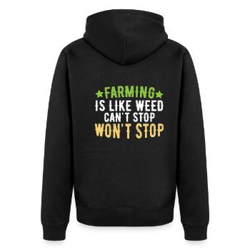 Landwirtschaft Ist Wie Unkraut Kann Nicht Aufhören - Unisex Premium Bio Zip Hoodie - Schwarz - Hinten - Nico (187cm)