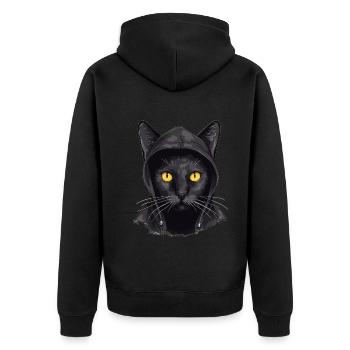 Katzenkopf Schwarze Katze Bombay Happy Cat Katzen - Unisex Premium Bio Zip Hoodie - Schwarz - Hinten - Nico (187cm)
