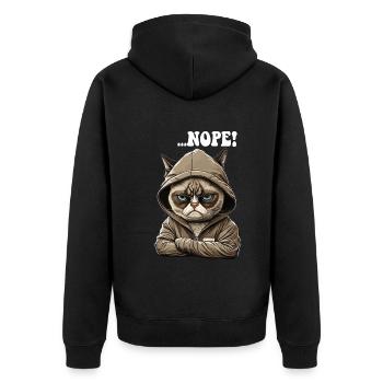 Nope! Neinsager - Mitarbeiter Arbeitskollegen - Unisex Premium Bio Zip Hoodie - Schwarz - Hinten - Nico (187cm)