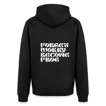 Vergiss Die Sorgen Werde Zum Frosch - Unisex Premium Bio Zip Hoodie - Schwarz - Hinten - Nico (187cm)