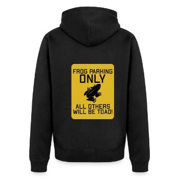 Nur Froschparkplätze Alle Anderen Sind Kröten! - Unisex Premium Bio Zip Hoodie - Schwarz - Hinten - Nico (187cm)