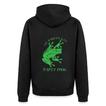 St. Paddy's Day Party Frosch - Unisex Premium Bio Zip Hoodie - Schwarz - Hinten - Nico (187cm)