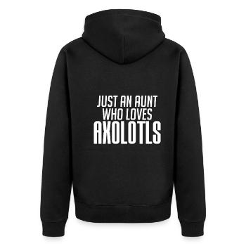 Nur Eine Tante Die Axolotls Liebt - Unisex Premium Bio Zip Hoodie - Schwarz - Hinten - Nico (187cm)