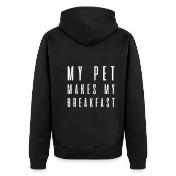 My pet makes me breakfast - Unisex Premium Organic Zip Hoodie - black - Back - Nico (187cm)