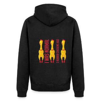 Avant 3 poulets en caoutchouc, j’étais normal - Veste à capuche bio Premium Unisexe - noir - Dos - Nico (187cm)