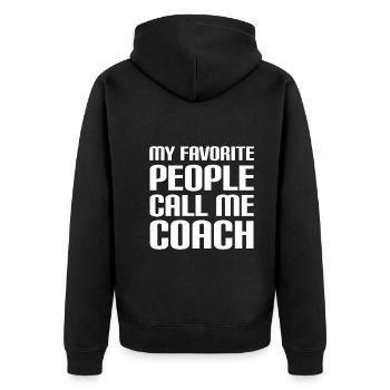 My favorite people call me a coach - Unisex Premium Organic Zip Hoodie - black - Back - Nico (187cm)