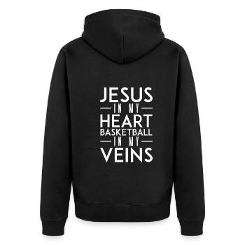 Jésus dans mon cœur Le basketball dans mes veines - Veste à capuche bio Premium Unisexe - noir - Dos - Nico (187cm)