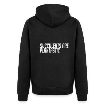 Sukkulenten Sind Phantastisch - Unisex Premium Bio Zip Hoodie - Schwarz - Hinten - Nico (187cm)