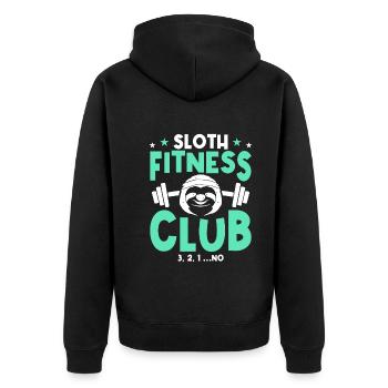 Sloth Fitness Club 3, 2, 1 ... NON - Veste à capuche bio Premium Unisexe - noir - Dos - Nico (187cm)