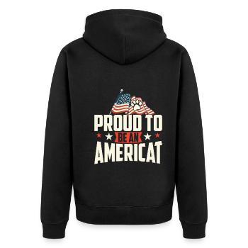 Stolz Eine Amerikaner Katze Zu Sein - Unisex Premium Bio Zip Hoodie - Schwarz - Hinten - Nico (187cm)