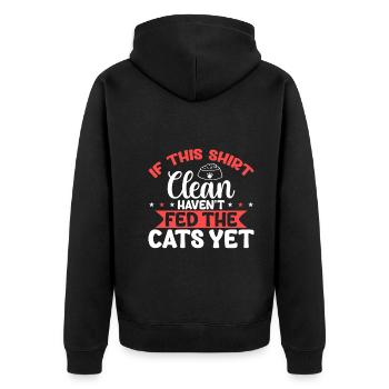 Wenn Dieses Hemd Sauber Ist Haben Sie Die Katzen - Unisex Premium Bio Zip Hoodie - Schwarz - Hinten - Nico (187cm)