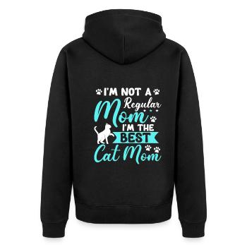 Ich Bin Keine Normale Mutter Ich Bin Die Beste - Unisex Premium Bio Zip Hoodie - Schwarz - Hinten - Nico (187cm)